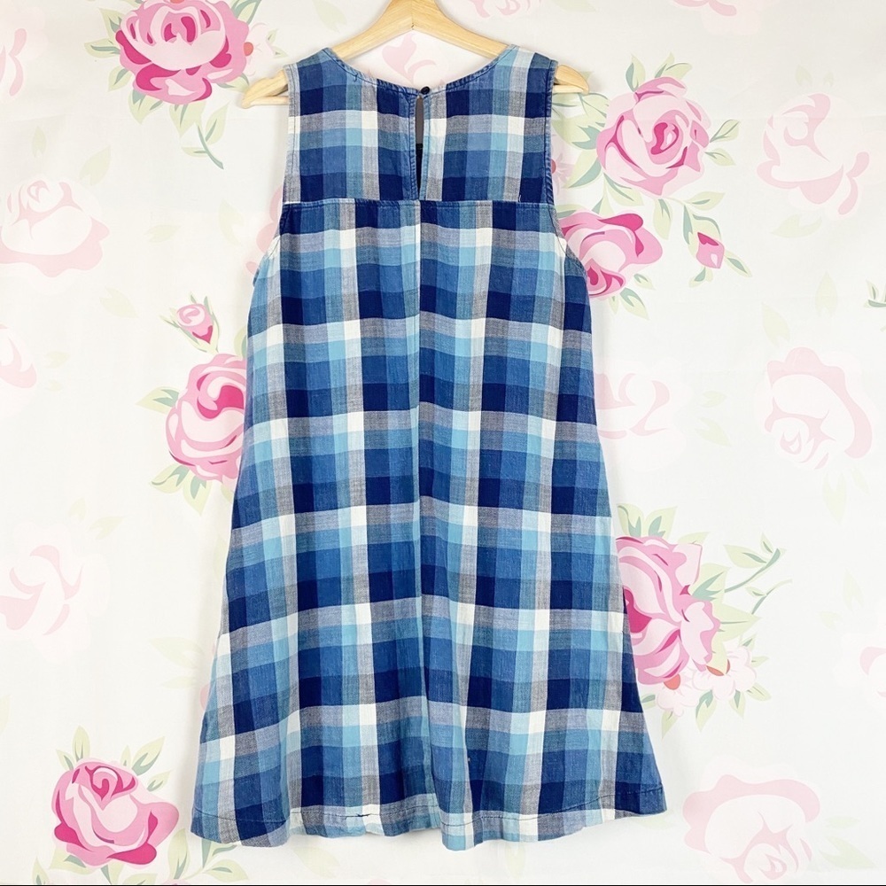 Mod-o-doc Retro Blue Embroidered Plaid Blue Tunic Mini Sleeveless Dress S - Picture 6 of 8